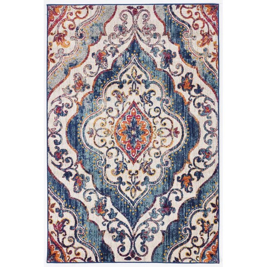 Shiraz Otro Ivory/Teal Distressed/Overdyed Area Rug 5'x7.6'