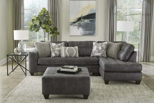 CROW PEWTER SECTIONAL W/RIGHT HAND CHAISE
