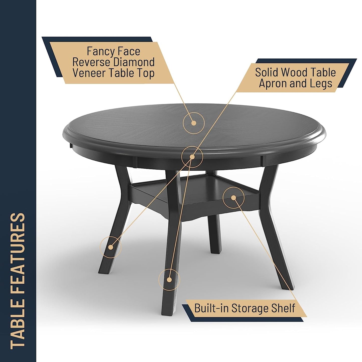 Gia 5 pc dining set-Gray