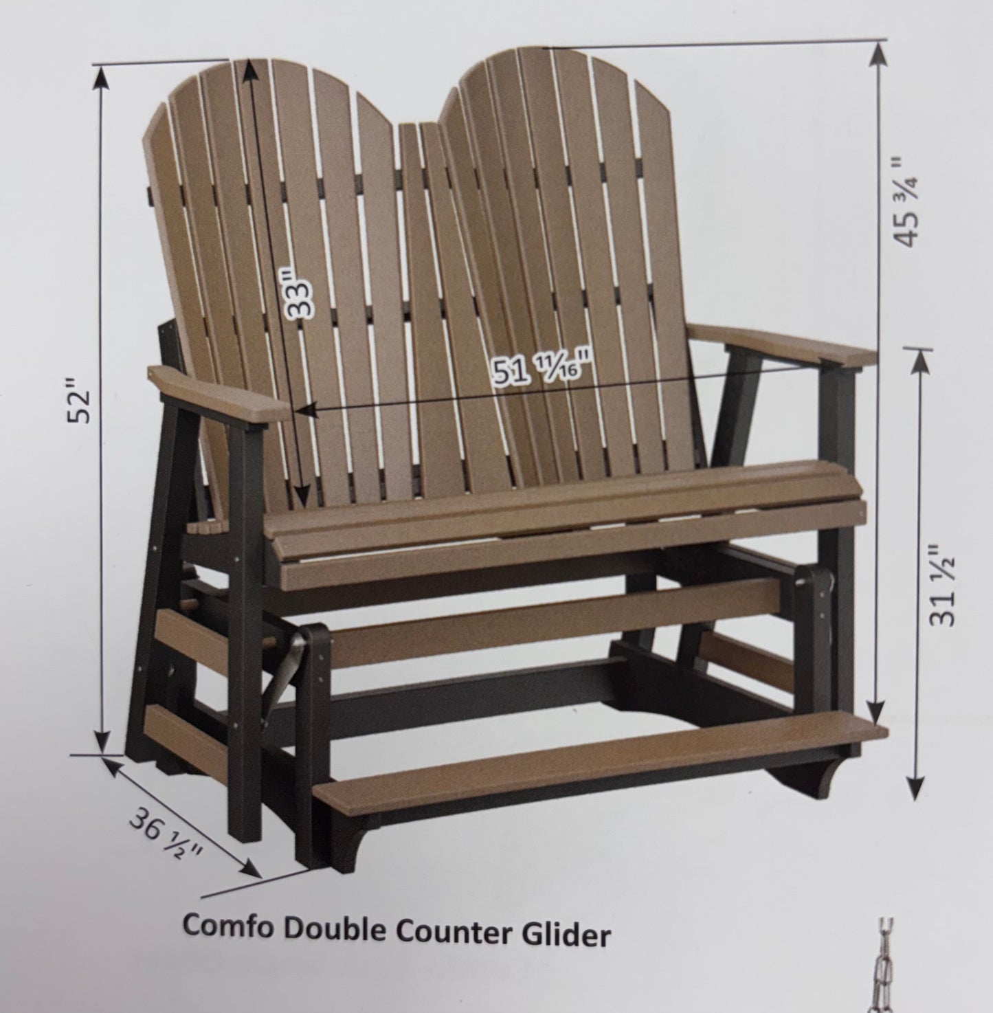 BG COMFO BACK DOUBLE COUNTER HEIGHT GLIDER
