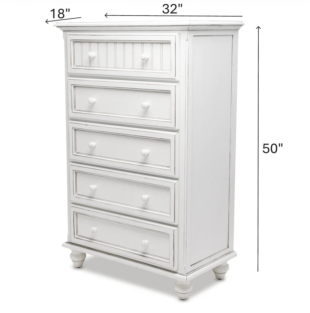 MONACO 5 DRAWER CHEST BLANC FINISH