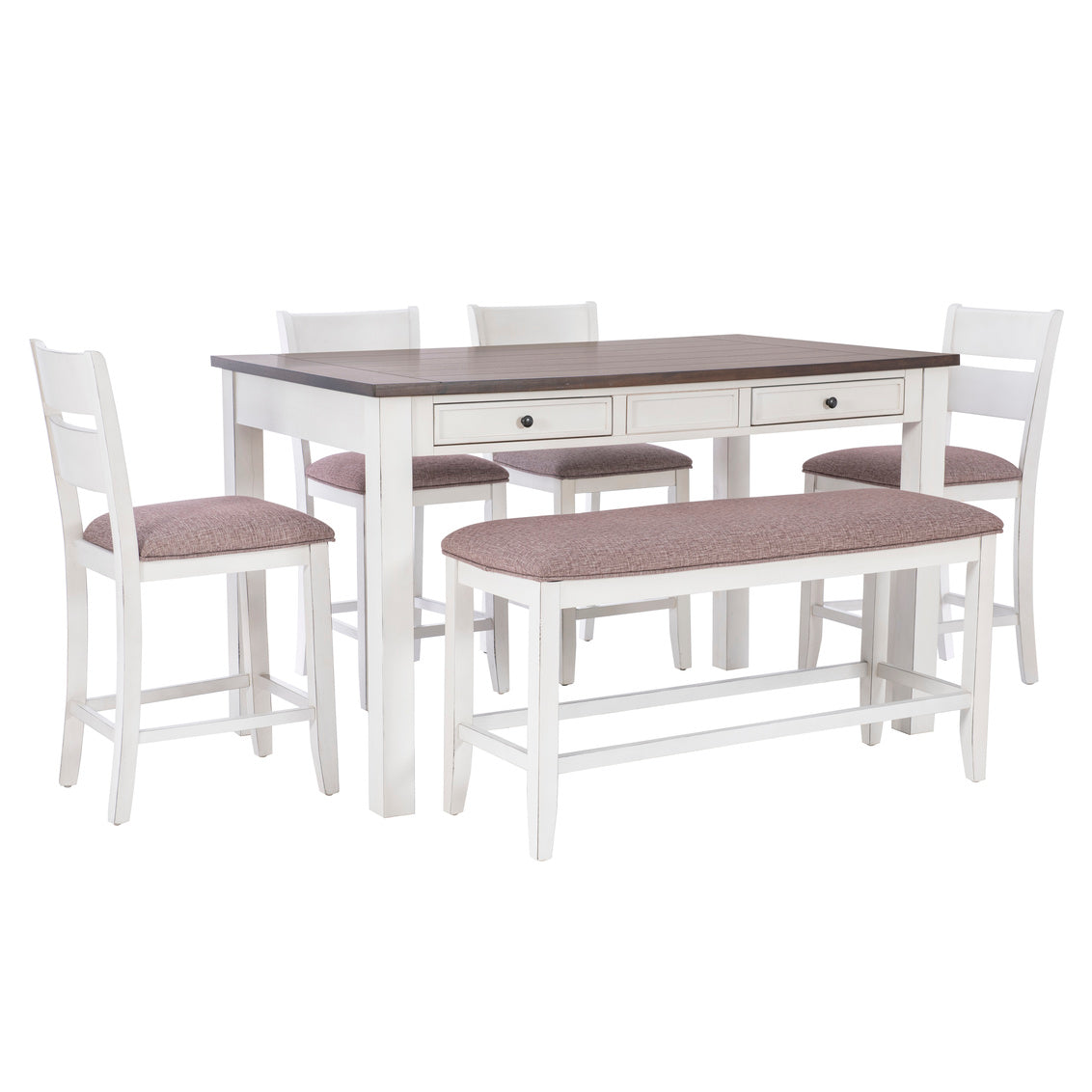 MANLEY WHITE 6PC COUNTER DINING SET