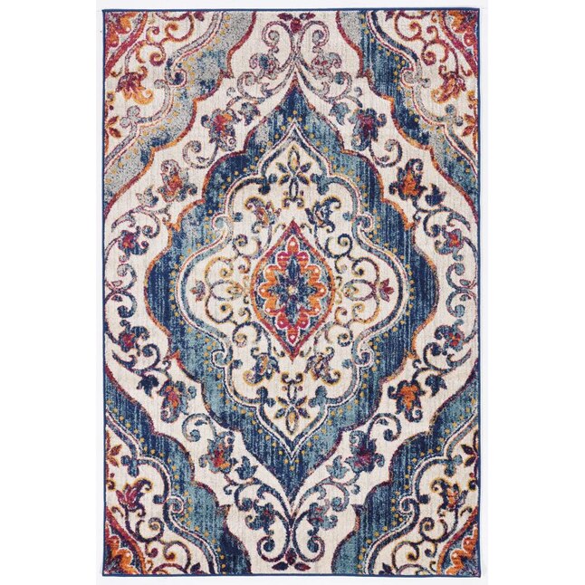 Shiraz Otro Ivory/Teal Distressed/Overdyed Area Rug 5'x7.6'