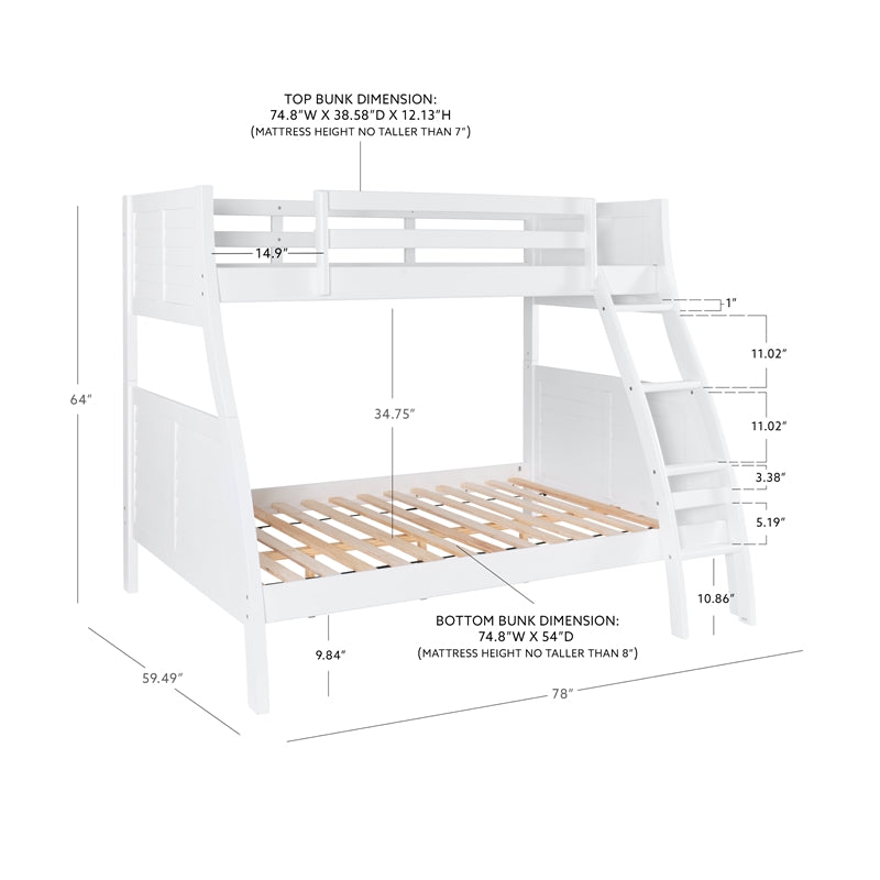 EASTON TWIN/FULL BUNK BED-WHITE