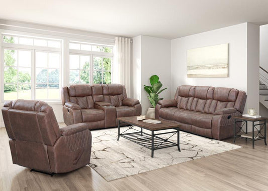 LUX BROWN RECLINING SOFA - MANUAL