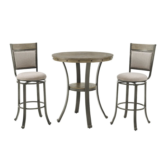 FRANKLIN COUNTER TABLE WITH 4 STOOLS - PEWTER