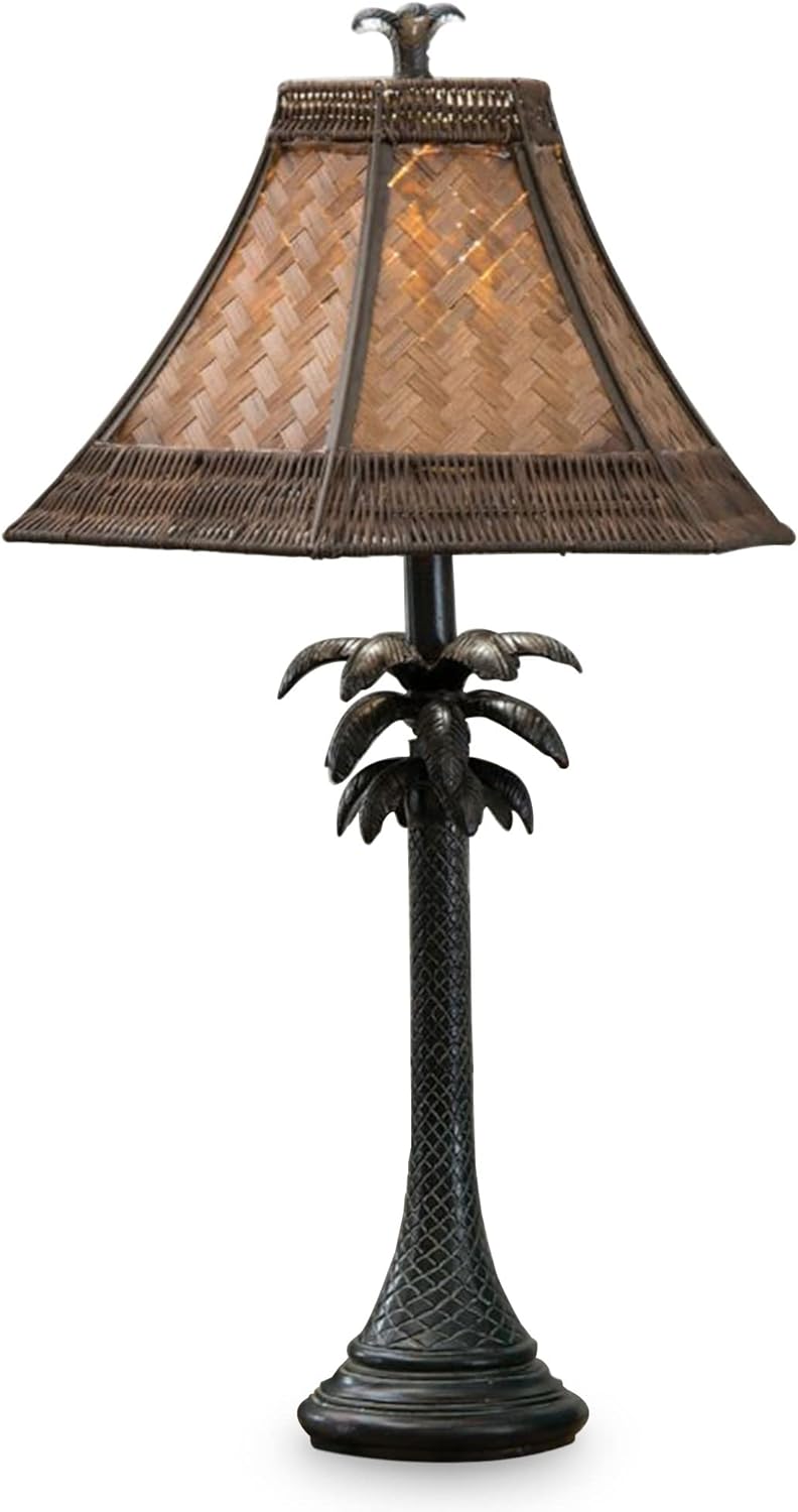 Palm Tree Table Lamps with Rattan Shades