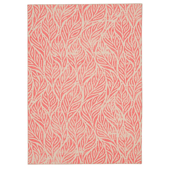 WASHABLE IVORY&CORAL BOTANICAL 5X7