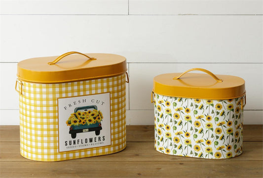 FRESH CUT SUNFLOWER NESTING TIN LARGE