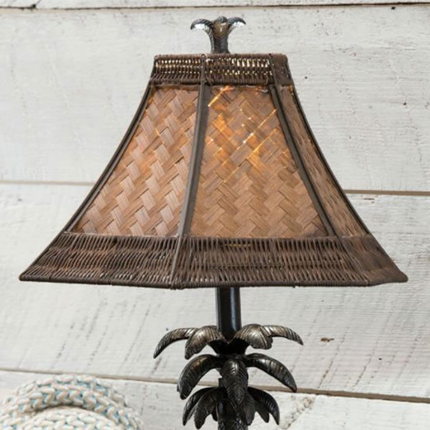 Palm Tree Table Lamps with Rattan Shades