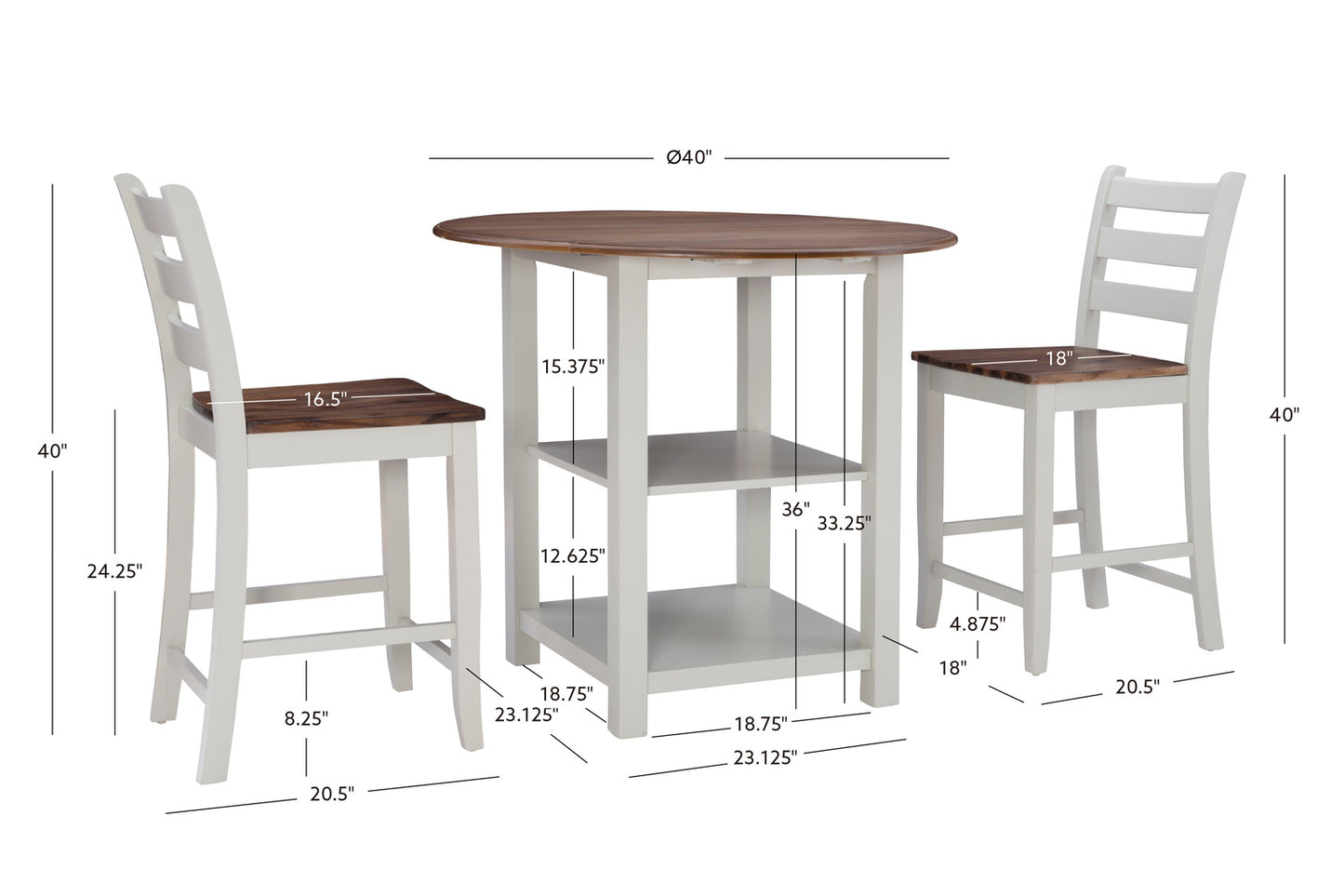 VAIL GREY 3 PC COUNTER SET