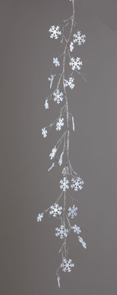 GARLAND-FROSTED TWIGS&SNOWFLAKE