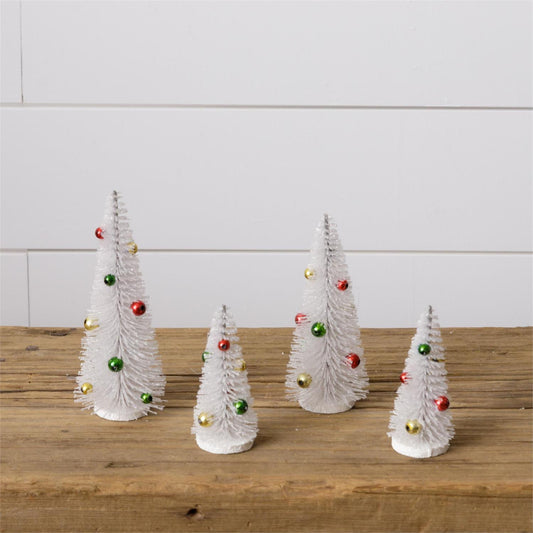 BOTTLE BRUSH TREE W ORNAMENTS