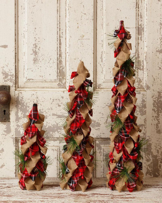 BURLAP & RED PLAID TREES