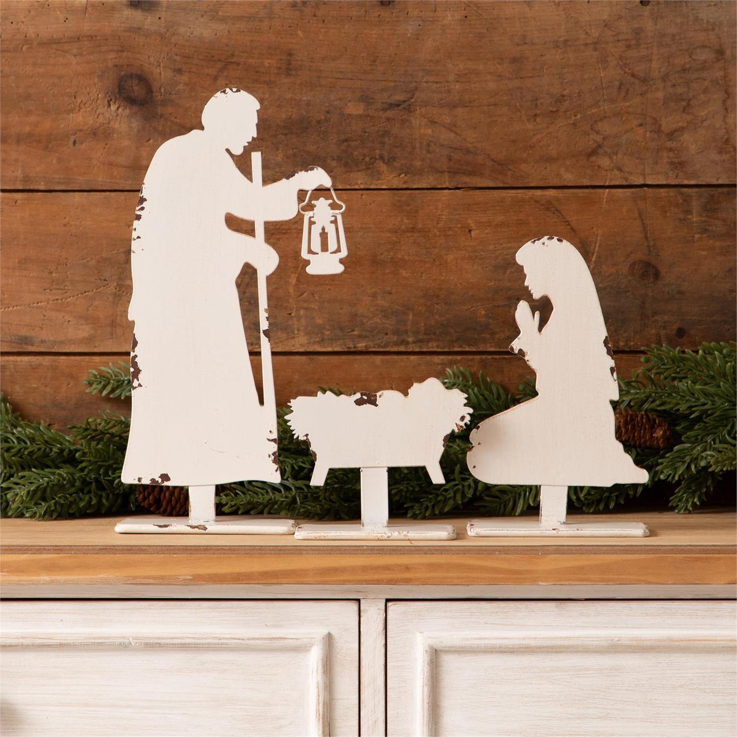 White Silhouette Nativity - Three Piece Set