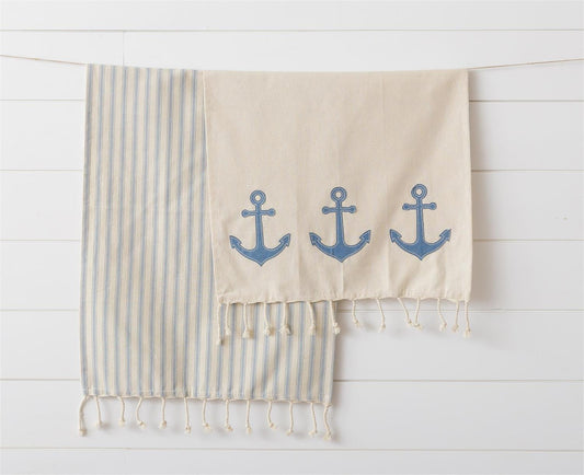 TEA TOWELS- NAUTICAL BLUE ANCHORS