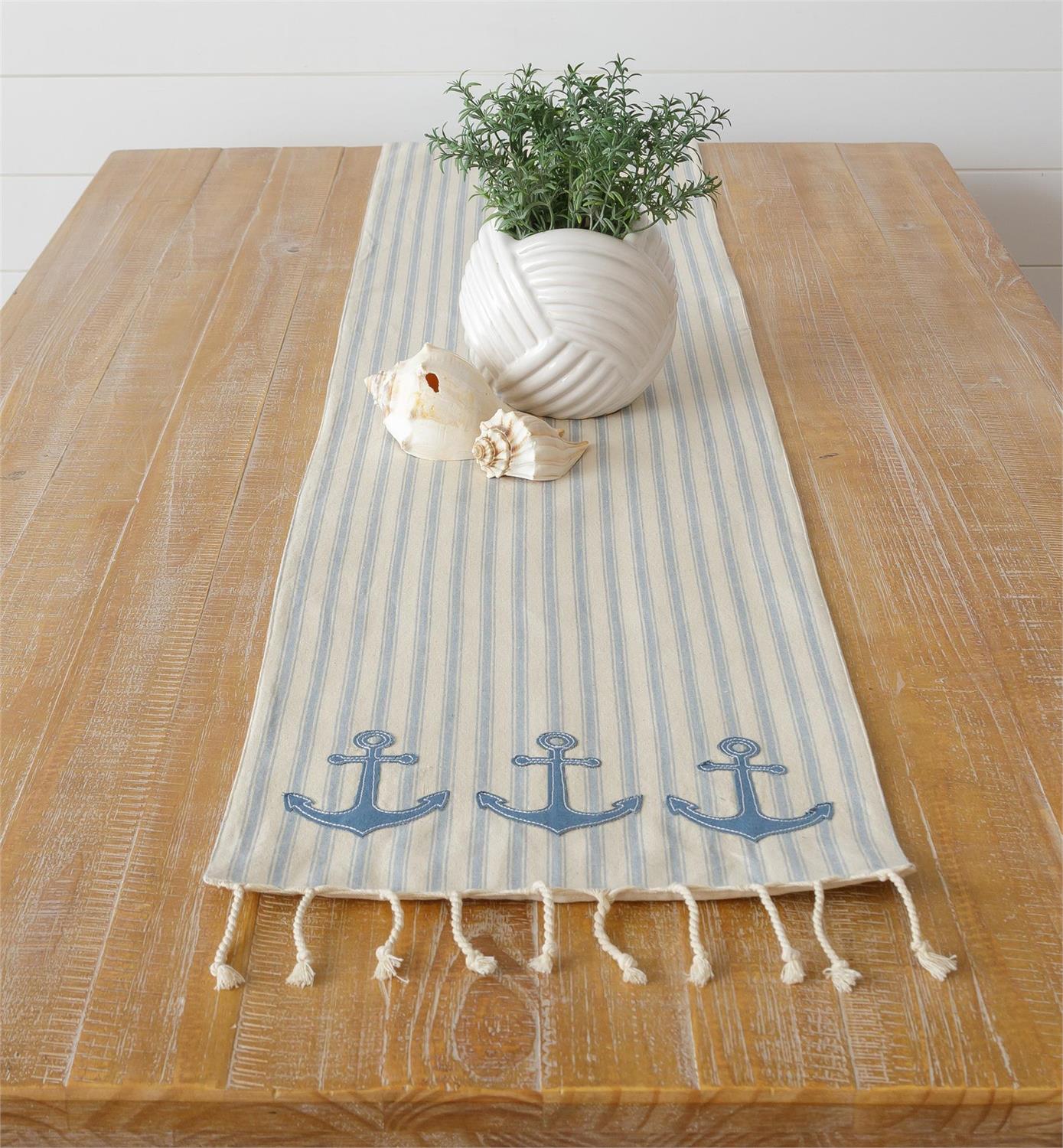 TABLE RUNNER-NAUTICAL BLUE ANCHORS