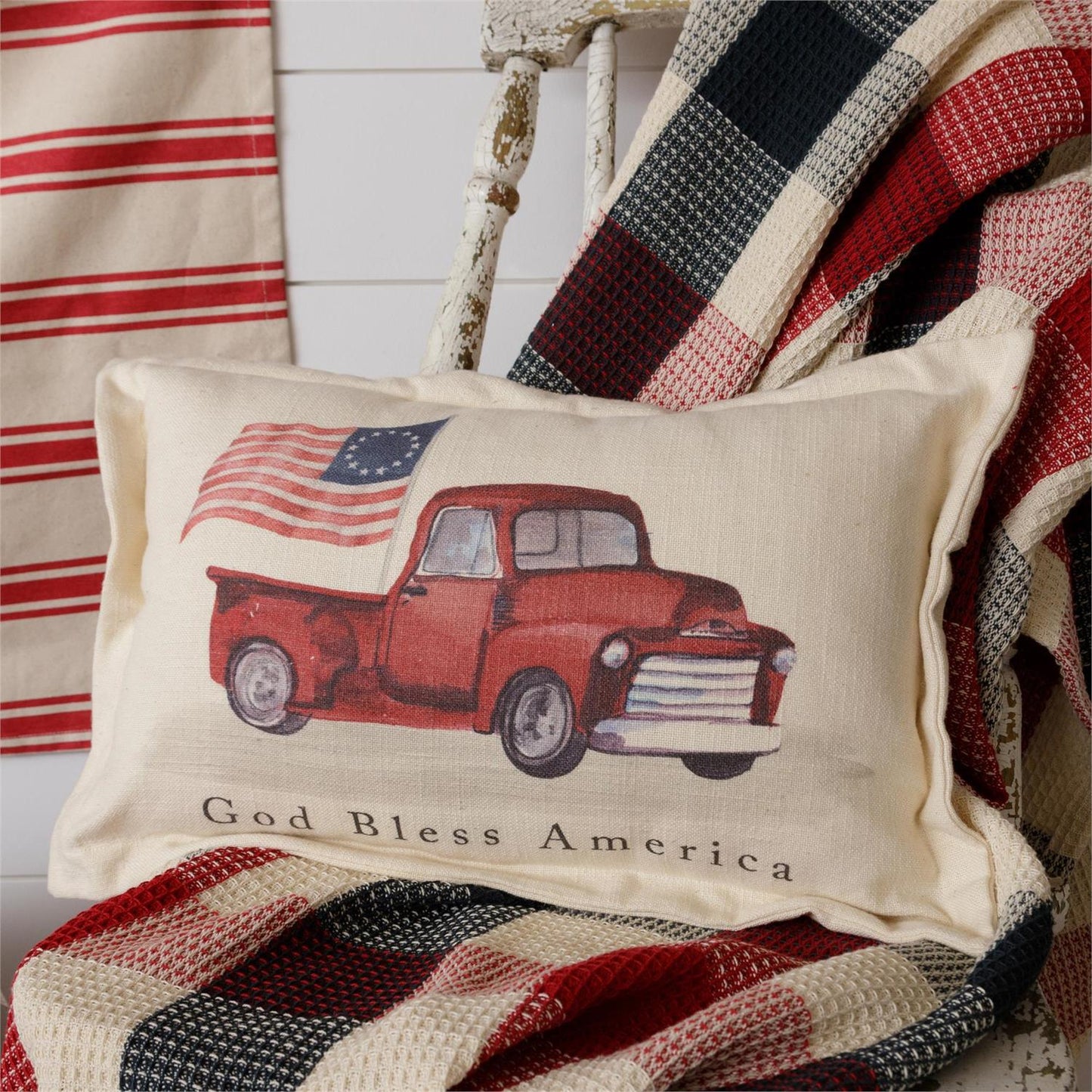 PILLOW- GOD BLESS AMERICA TRUCK