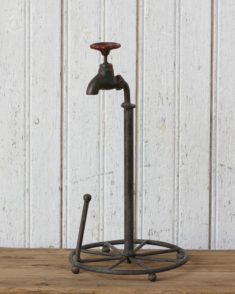 RUSTIC METAL GARDEN-FAUCET PAPER TOWEL HOLDER