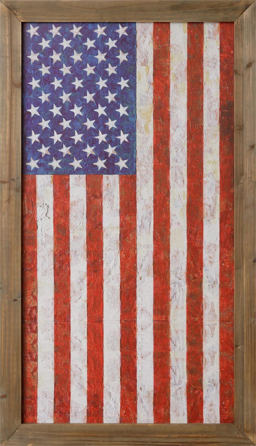 VERTICAL FRAMED PRINT-AMERICAN FLAG