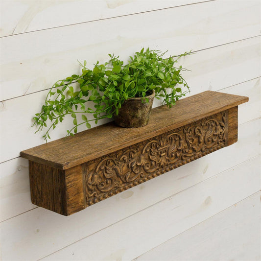 CARVED SHELF WITH WOOD GRAIN