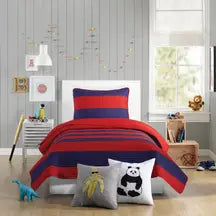 LAVELLE RED/BLUE QUILT SET FQ 3PC