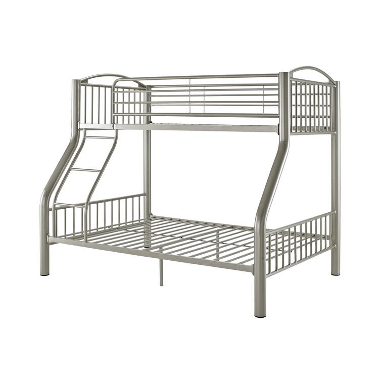 PEWTER METAL TWIN OVER FULL BUNK BED