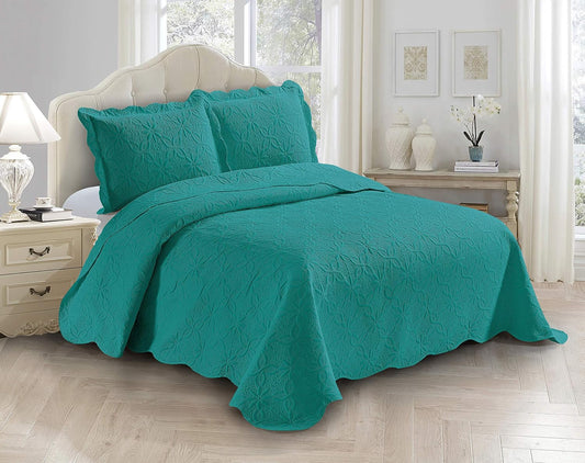 Allison Turquoise Microfiber Coverlet Set