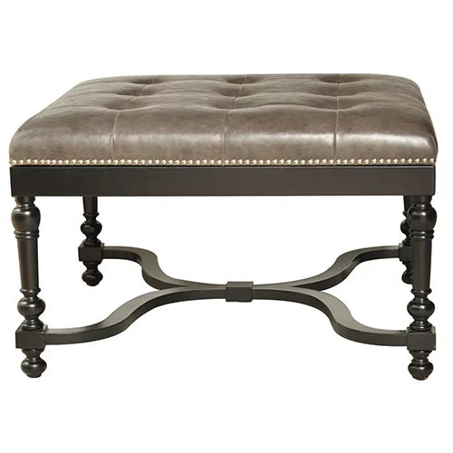 Camden Gray Leather Ottoman