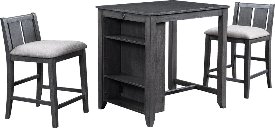 HESTON 3 PC COUNTER HEIGHT DINING SET - GRAY