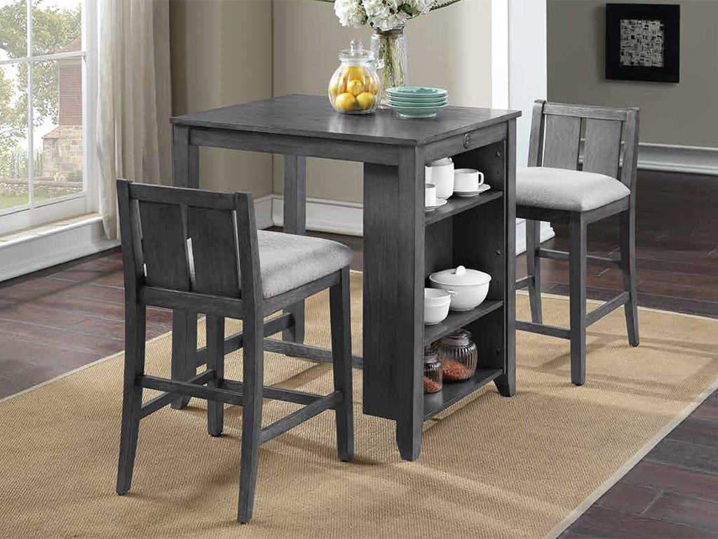 HESTON 3 PC COUNTER HEIGHT DINING SET - GRAY