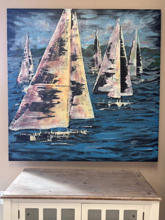 BLACK & BLUE SAILBOATS BY LISA FLOYD