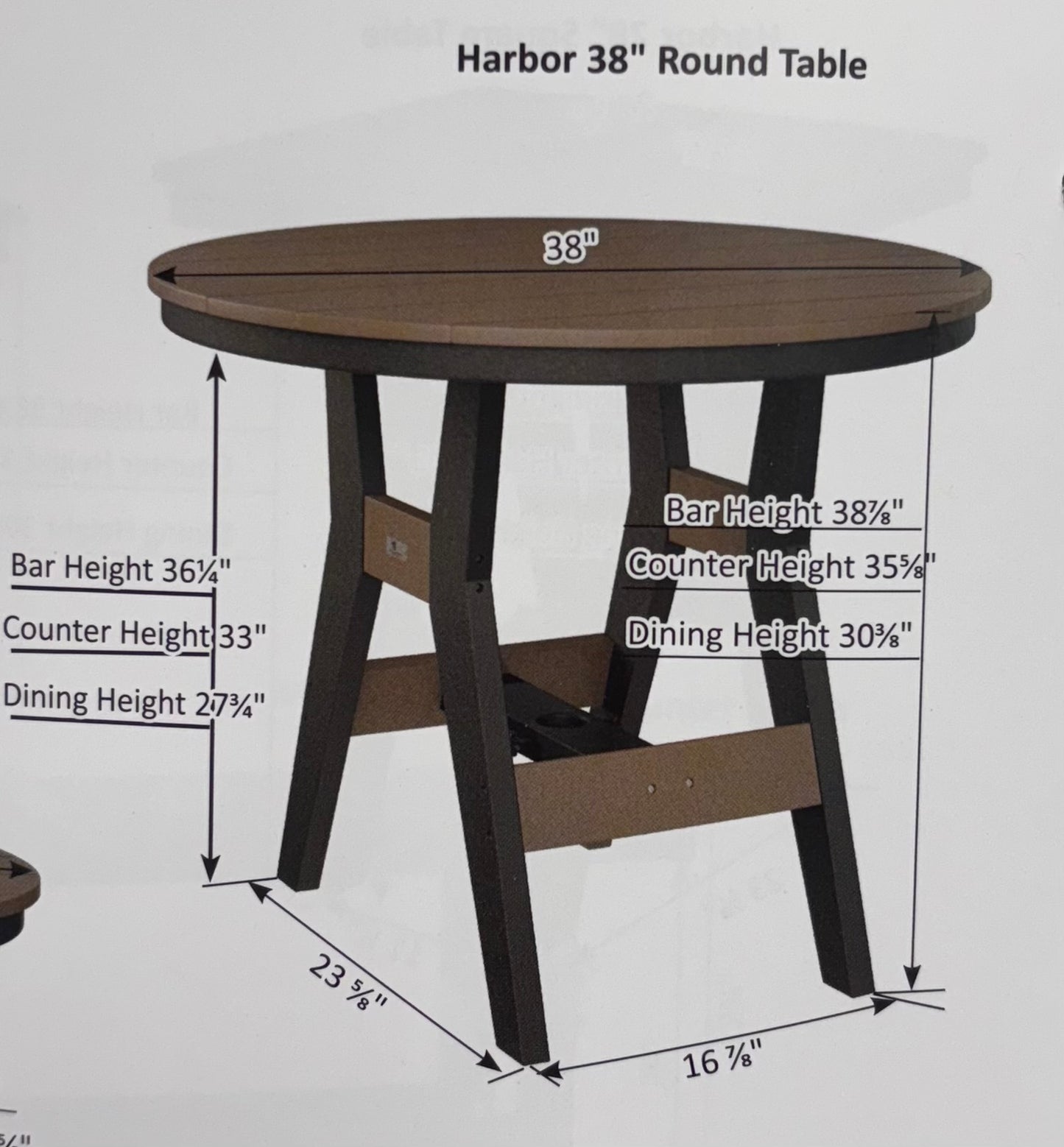 BG 3 PC BAR HEIGHT SETS W/38" ROUND TABLE