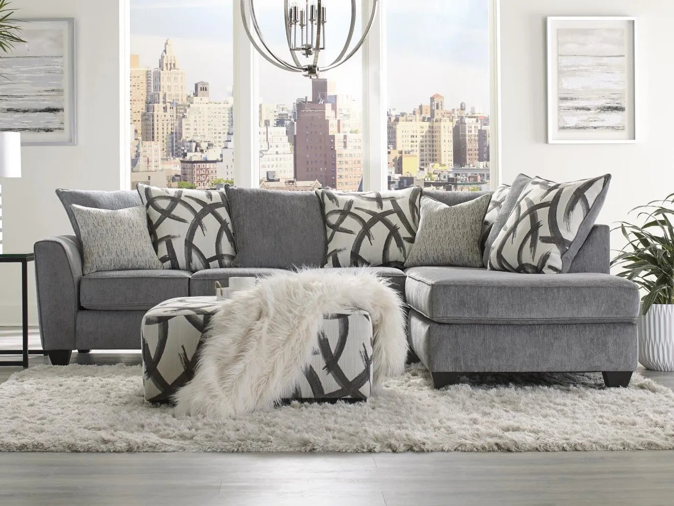 CROSSING SMOKE SECTIONAL W/OTTOMAN