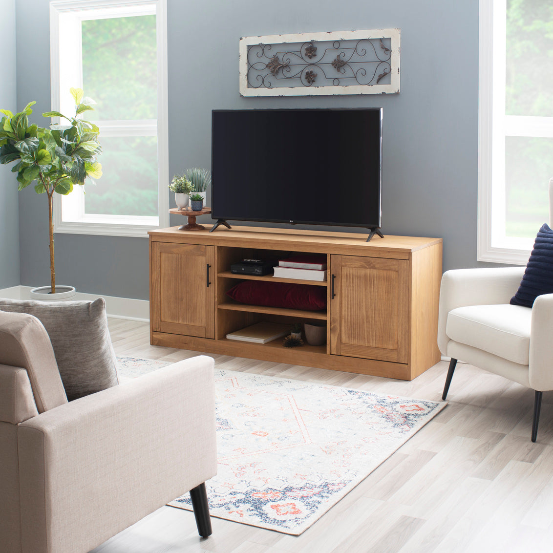 VINCENT NATURAL TV STAND 2 DOORS