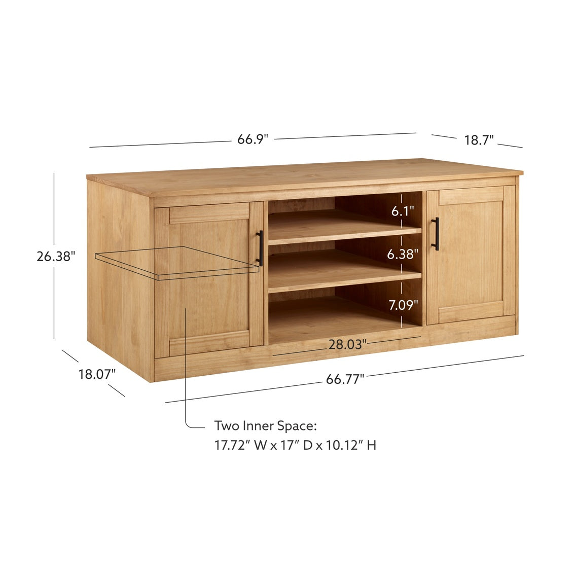 VINCENT NATURAL TV STAND 2 DOORS