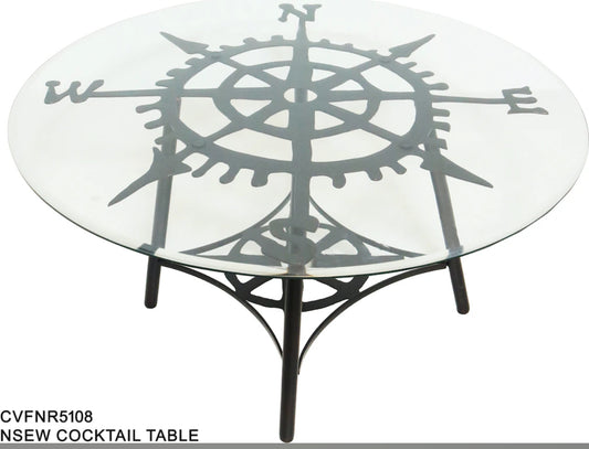 Explorer Round Metal and Glass Cocktail Table