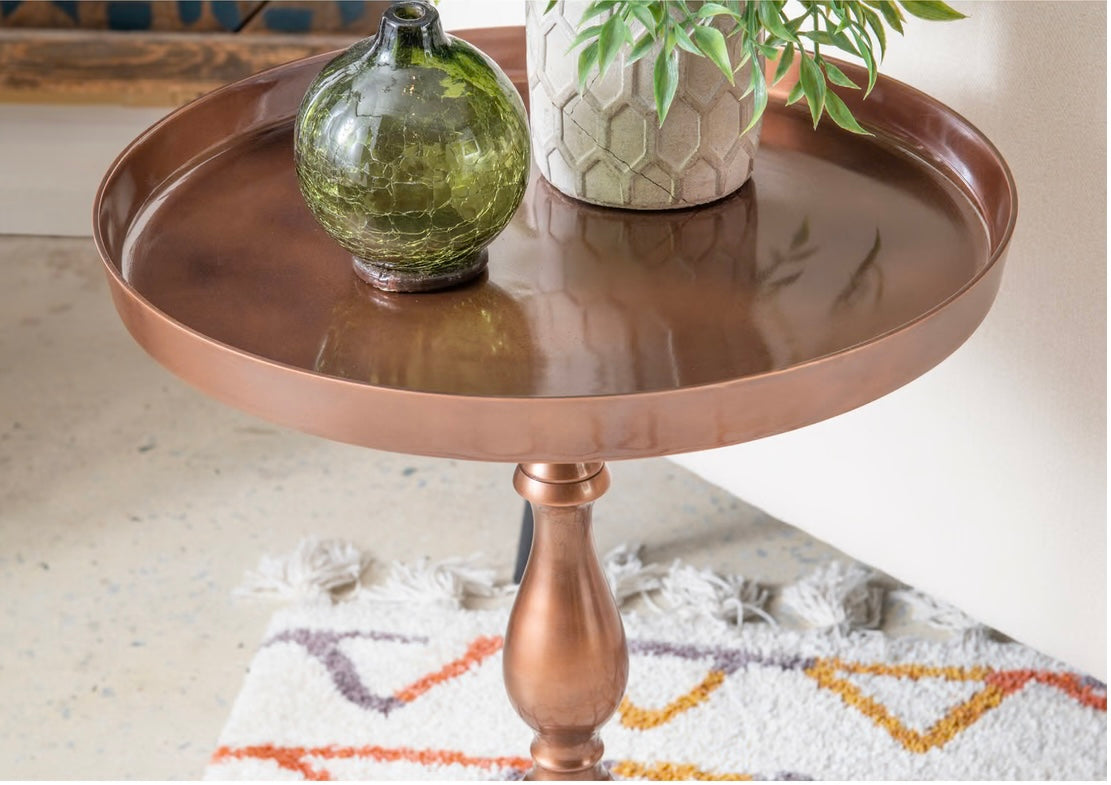 ZELDA COPPER PEDESTAL SIDE TABL