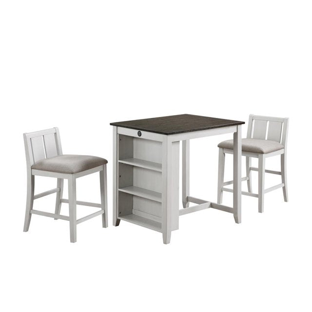 HESTON 3 PC COUNTER HEIGHT DINING SET - WHITE