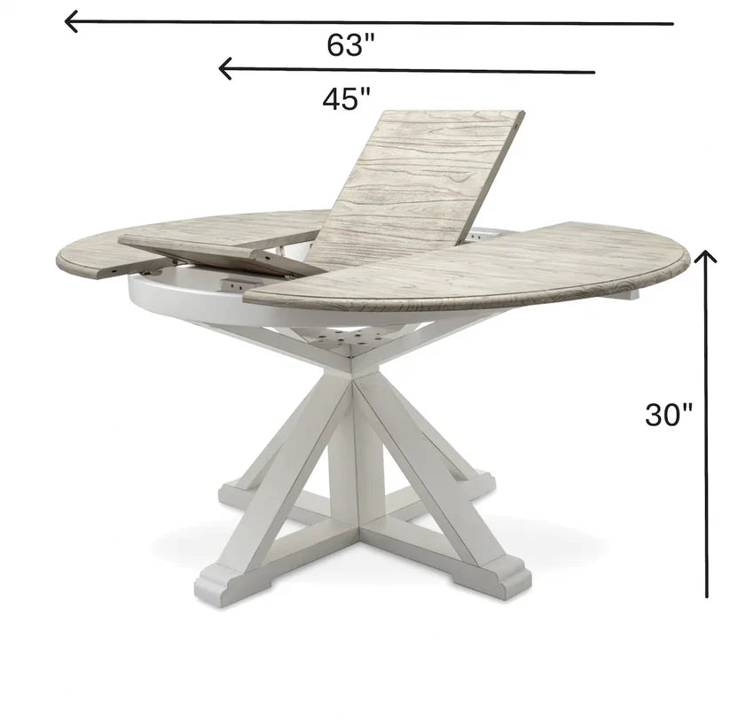 ISLAMORADA 45" ROUND DINING TABLE w/BUTTERFLY LEAF EXTENSION