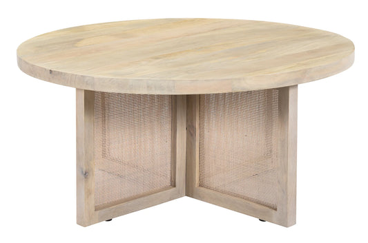 NATURAL SOLID WOOD ROUND COFFEE TABLE