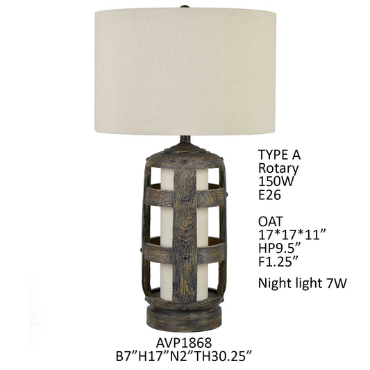 Hayward Open Windows Table Lamp with Nightlight