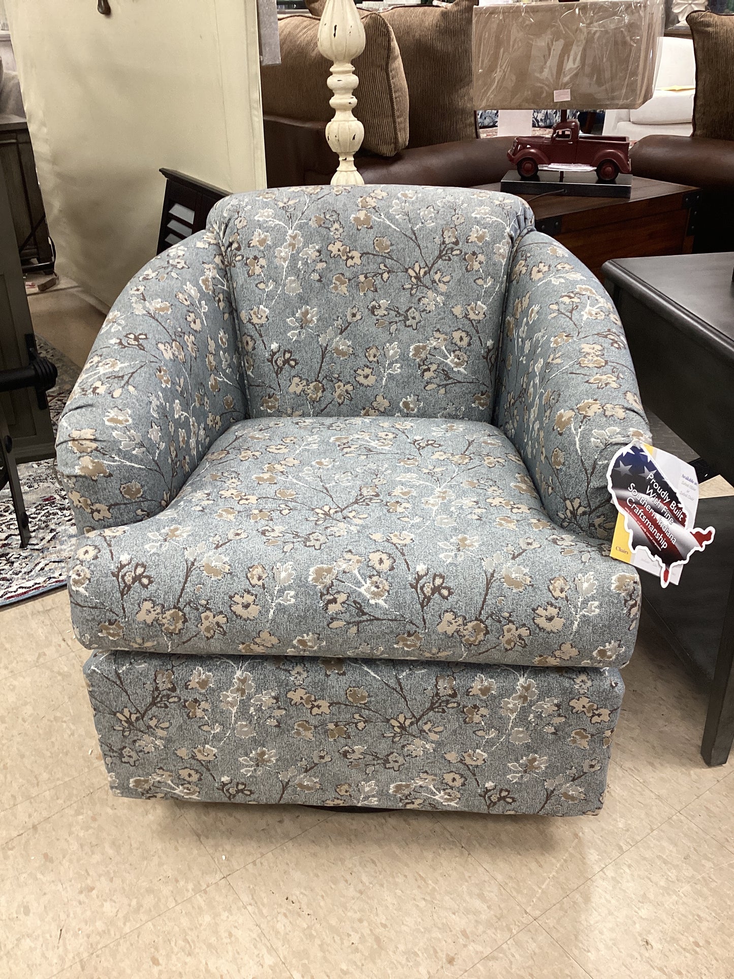 CASS SWIVEL GLIDER WITH "LAKE" FABRIC