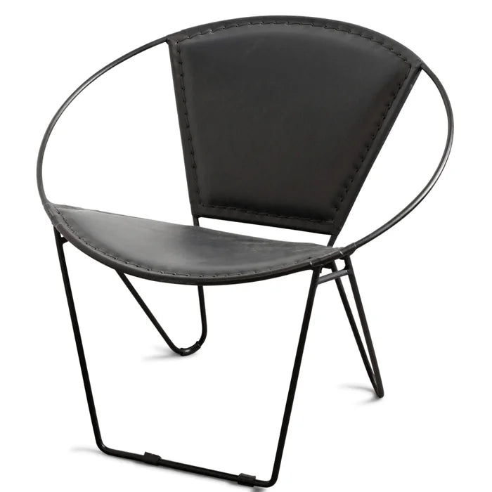 BLACK LEATHER HOOP CHAIR
