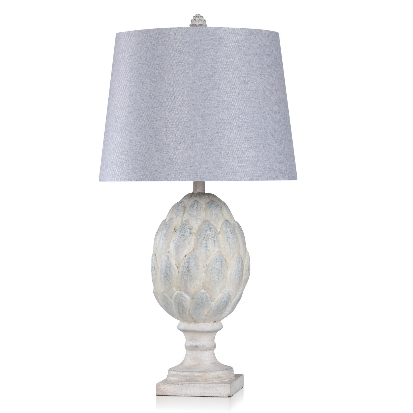 WHITE DISTRESSED POLY TABLE LAMP