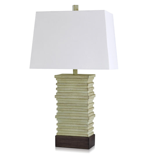 SAUGA CREAM CASUAL STACKED PLATE DESIGN TABLE LAMP