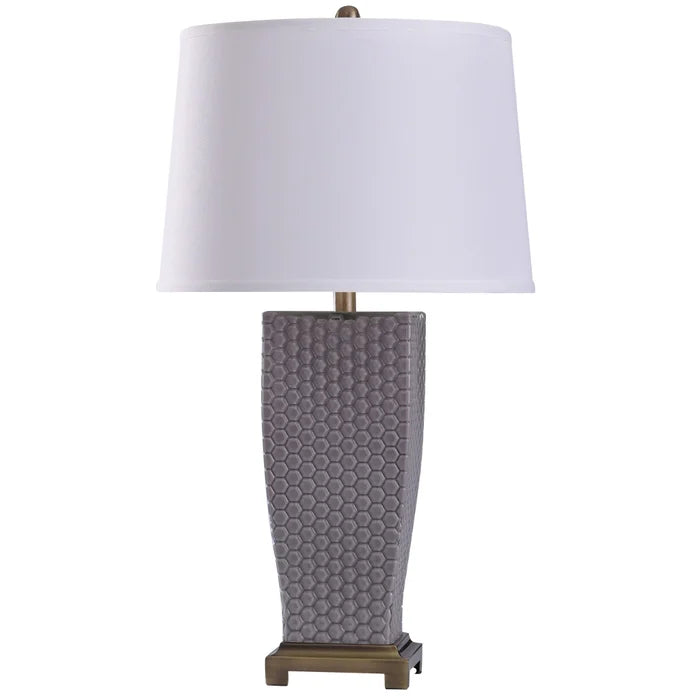 Stone spray lamp w/dimpled glass