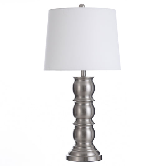 Turned Brushed Steel Table Lamp