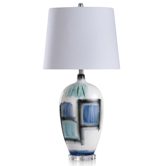 BLUE PATCHWORK CERAMIC TABLE LAMP