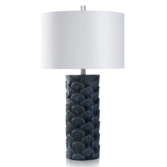 DARK BLUE CERAMIC SHELL TABLE LAMP